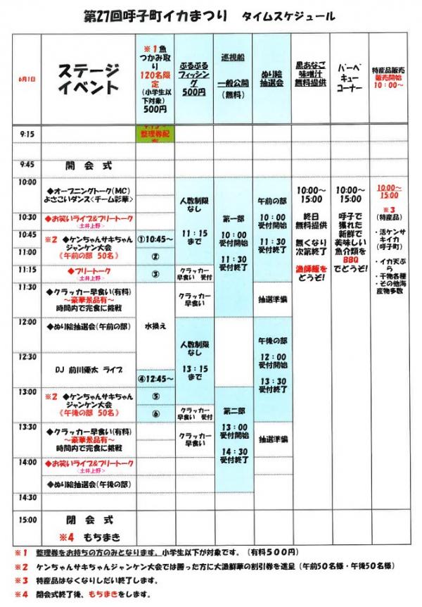 第27回呼子町イカまつりタイムスケジュール