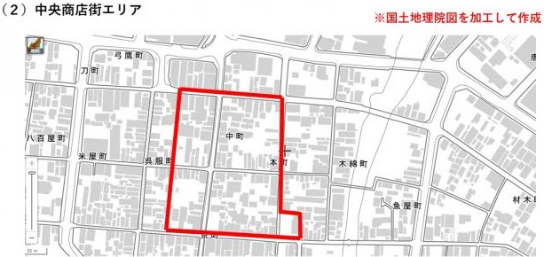 (2)中央商店街エリアの地図