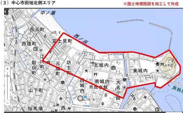(3)中心市街地北側エリアの地図