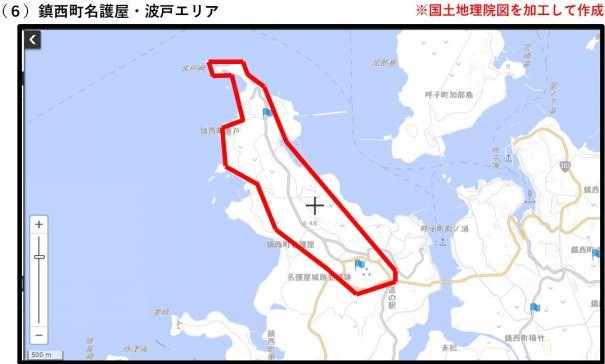 (6)鎮西町名護屋・波戸エリアの地図