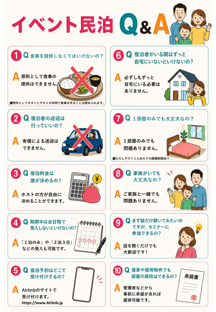 イベント民泊注意事項