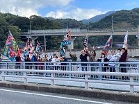 100周年の祝いの大漁旗の画像
