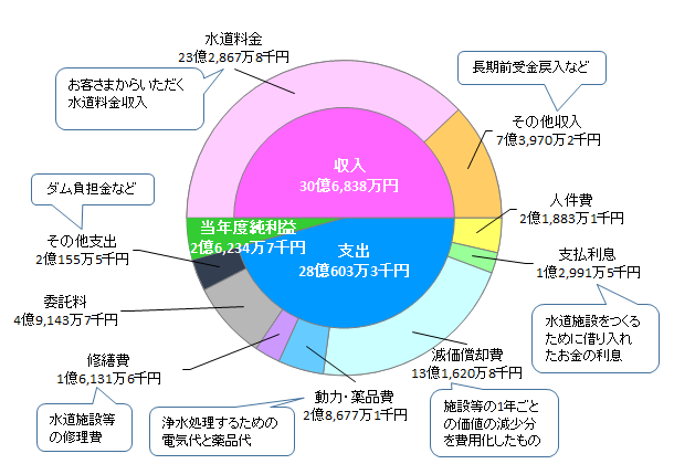 収益的収支状況（税抜）の円グラフ