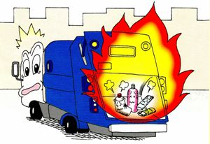 収集車が火災